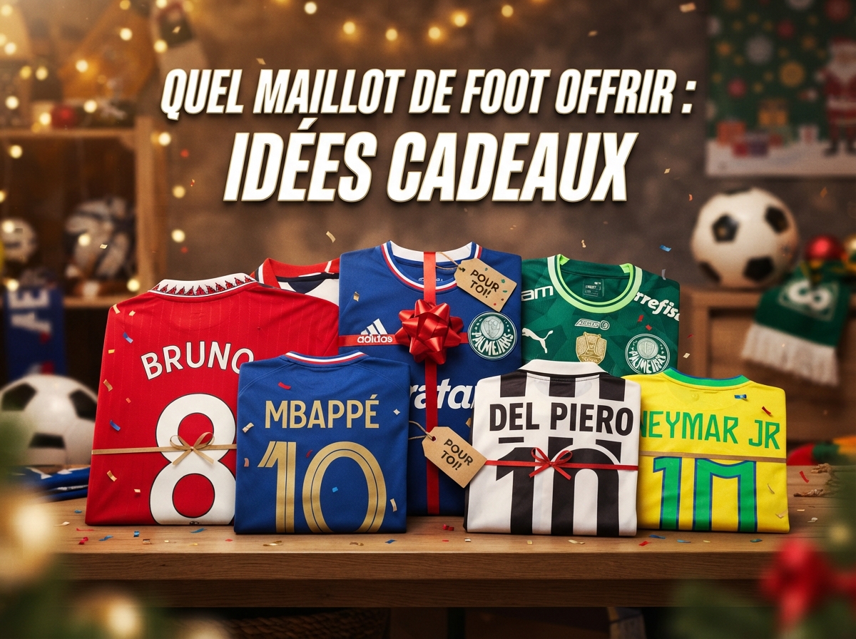 Maillot de football plié avec un ruban cadeau posé sur une table