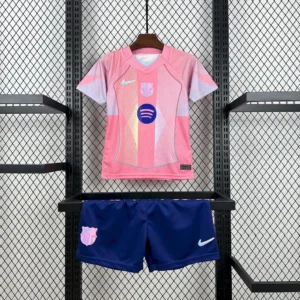 Kit Enfant FC Barcelone Rose et Blanc 2025/2026 — devant