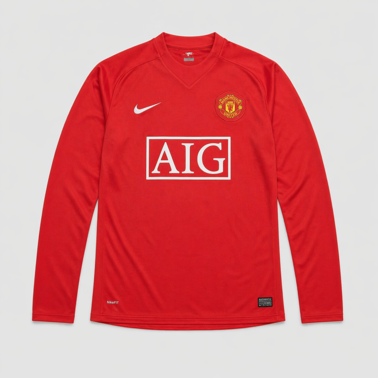 Maillot Manchester United Rétro Domicile 2007/08 Manches longues