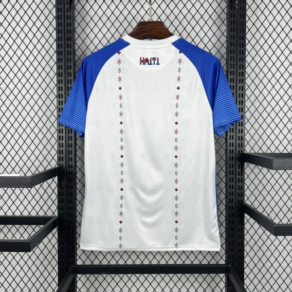 Maillot Haïti Extérieur Blanc Manches Bleues 2026/2027 — dos Maillot Haïti Extérieur Blanc Manches Bleues 2026/2027 — dos