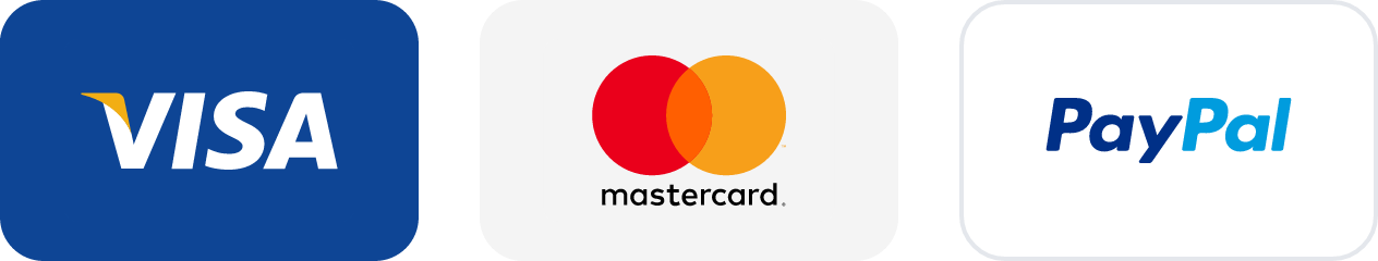 Moyens de paiement acceptés : Visa, Mastercard, PayPal