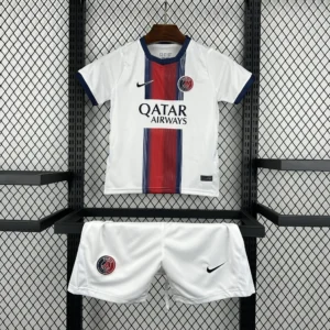 Kit Enfant PSG Blanc Bandes 2026/2027 — devant Kit Enfant PSG Blanc Bandes 2026/2027 — devant